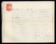 TASMANIA - Revenues: 1927-72 Embossed Stamp Duties in red on complete documents comprising 7/6d Platypus on 1927 mortgage document, 10/- Platypus on 1927 indenture, 10/- & 12/6d Heraldic Lions on separate 1957 or 1958 lease agreements for properties at Hu