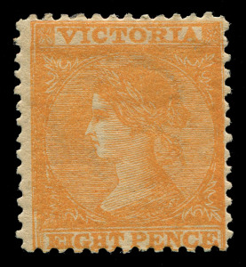 VICTORIA: 1863-73 Laureates (SG.112) 8d orange Perf.13 Wmk '8', mint with large-part o.g., very scarce thus, Cat £850.