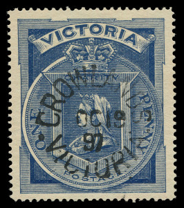 VICTORIA: 1897 (SG.353) 1d Diamond Jubilee & Hospital Charity datestamped 'OC19/97', three days before official first day of issue, by fine strike of unframed 24½mm CROWLANDS datestamp, WWW: 20 - Rated 4R.