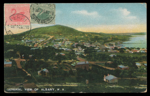 WESTERN AUSTRALIA - Postal History: 1902-10 PPC selection mostly with 1½d frankings comprising 1902 Fremantle to Lille, France, view side "Paquebot INDUS", redirected on arrival to Hesdin, 1905 Fremantle to Subiaco Christmas postcard with ½d perf.14 SG.94