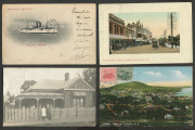 WESTERN AUSTRALIA - Postal History: 1902-10 PPC selection mostly with 1&frac12;d frankings comprising 1902 Fremantle to Lille, France, view side "Paquebot INDUS", redirected on arrival to Hesdin, 1905 Fremantle to Subiaco Christmas postcard with &frac12;d perf.14 SG.94 - 2