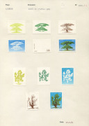 REST OF THE WORLD - Thematics: Trees - Proofs: Algeria 1981 World Tree Day Courvoisiers' original colour separations & completed designs all imperforate and affixed to the official Archival album page [#1824], dated 13/5/81. Beautiful & unique (11 items).