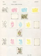 REST OF THE WORLD - Thematics: Trees - Proofs: Algeria 1993 Flowering Trees complete set of imperforate colour separations for the three denominations affixed to a single page from the printer's records. Ex Courvoisier Archives. (18 proofs)