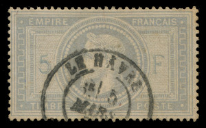 FRANCE: 1849-2001 mostly used collection in three hingeless Lighthouse albums with imperf 1849 Ceres 10c, 15c & 1fr carmine (complete margins, heavy grid cancel, guarantee handstamp, Cat ¬1100), 1853 Napoleon with 5c, 25c and presentable 1fr (Cat ¬4200)
