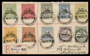 NEW GUINEA - 'N.W./PACIFIC/ISLANDS' Overprints: 1918 (Sep. 24) registered Ackland Cover with overprinted Roos 2d, 2½d, 3d, 6d, 9d & 1/- plus KGV ½d, 1d, 4d, & 5d, all tied by separate strikes of Powell Type 14a 'KOKOPO' datestamp (Rated D), the makeready 