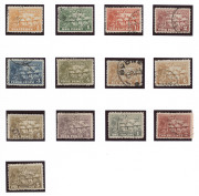 NEW GUINEA - Mandated Territory Issues: 1925-39 used collection with 1925 Huts to 5/- including both 6d shades plus Airs to 1/- (ex 1d & 1½d), Dated Bird 1d to 6d plus Airs to 3d plus 6d, Undated Birds to 2/-, Airs ½d to £1 set (Cat. £275) plus a few 'OS - 2