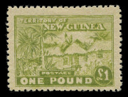 NEW GUINEA - Mandated Territory Issues: 1925-27 (SG.136) Native Huts Panelli forgery of £1 value in olive-green, fresh MLH.