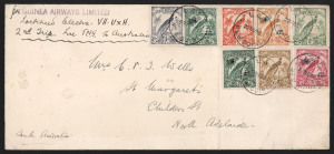 NEW GUINEA - Aerophilately & Flight Covers: 23 Nov. 1936 (AAMC.P108) Lae - Sydney cover (vertical fold) flown by Tommy O'Dea & Les Ross on Guinea Airways Lockheed Electra VH-UXH with Undated Birds values to 6d tied by LAE '22NO36' datestamps, cover addres