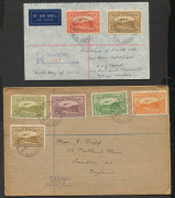 NEW GUINEA - Postal History: 1929-39 covers with rubber registration cachets comprising 1929 Rabaul to USA with 6d Huts, 1933 Chinese merchant's cover from Madang to Rabaul, 1934 Eekhoff & Son advertising cover Lae airmail to Salamaua, 1935 Rabaul to USA, - 3