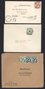 NEW GUINEA - Postal History: 1930s-1940s cover selection with 1940 newswrapper from Lae to Sandy Creek Gold Sluicing Ltd in Sydney with 5d Bulolo (2, both overlapping wrapper edge); also 1933 Salamaua airmail to USA with 1d Undated Birds Airs strip of 4, - 2