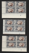 NEW ZEALAND: 1936-42 Pictorials (SG.581) 2½d red-brown & blue-slate array in stockbook including Perf.14x13½ Plate 4 CP.Lf(4)e corner blocks of 4 (3) one block (corner crease upper-right unit) with Burele Band in lower selvedge, also blocks of 9 (2), blo - 3