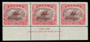 PAPUA: 1916-31 (SG.103 & 103a) 2/6d maroon & pale pink Harrison imprint strip of 3 and 2/6d maroon & bright pink Ash imprint strip of 3, both fine mint. - 2
