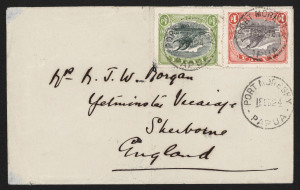 PAPUA - Postal History: 1910-20s mostly Morgan correspondence covers with 1d, 1&frac12;d, or 2d frankings addressed to Yetminster Vicarage (Sherborne) in England including from Buna Bay (2) & Bwagaoia, others from Samarai or Port Moresby, a couple with Sydney ma