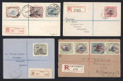 PAPUA - Postal History: 1920s-30s registered covers (16) with attractive Bicolour multiple frankings including 1928 Bwagoaia to Scotland with Samarai transit backstamp, 1929 Port Moresby to Melbourne large envelope with 4d & 2d (2), 1930 Ackland cover wit - 3