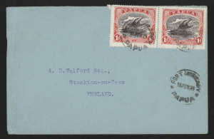 PAPUA - Postal History: 1920-30s mostly commercially mail, usually with 1½d or 2d frankings, including Burns Philp covers (3, one a front) including cover from Ioma to Samarai, also 1924 Loudon & Co to UK with 1d pair, 1926 use of Venezuela 10c Postal Car