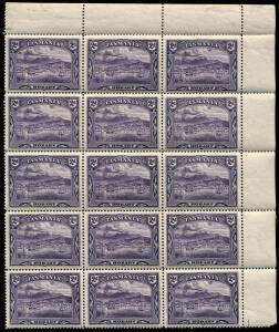 1899-1900 Pictorials Ѕd deep green block of 38, 2d deep violet block of 32 & 2Ѕd indigo block of 16, unmounted, Cat Ј850++. (3 blocks)