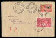 PAPUA - Postal History: 1933-34 underpaid Panton covers from Port Moresby or Daru each with Caymans Tercentenary 2d added in lieu of postage dues, the Port Moresby cover with Lee Type 102 'TAX' handstamp (Rated D); also inwards New Guinea covers from Koko - 4