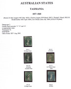 TASMANIA: 1855-1912 Collection with Chalons incl. imperf Wmk Star 2d & 4d (2); Numeral Wmk 2d yellow-green with BN '10' cancel, 2d slate-green with slurred/double print, perforated range to 6d (11) & 1/- (6), Sidefaces to 5/- (fiscal) including 10d black - 2