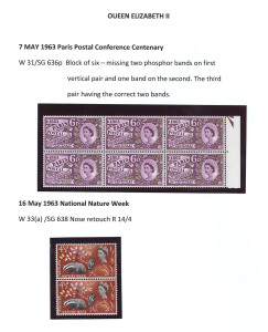 GREAT BRITAIN: 1955-70 patchy mint QEII Pre-Decimal Collection with selection of useful varieties usually within MUH multiples on the opposing pages incl. 1962 3d NPY "Kent omitted" in corner block of 6 (Cat. £75), 1963 6d Paris Conference block of 6 (3x2) first vertical pair "Missing two phosphor bands", second pair "Missing one phosphor band", third pair with correct two phosphor bands (Pierron Cat £180+), 1965 3d U.N.O. "Broken circle" in clock of 6 (Cat.£65),