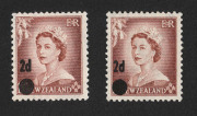 NEW ZEALAND: 1953-61 QEII Definitives mostly mint array to 10/- in Lighthouse album including 2d on 1&frac12;d Stars SG.763b (2, Cat. &pound;260), specialist items with plate blocks incl. 6d Plate 1 & Plate 2 (2) corner blocks of 6, 8d brown Plate 21 corner blocks of - 5
