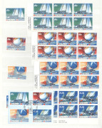 NEW ZEALAND: 1972-93 accumulation in two quality Lighthouse stockbooks with numerous issues in corner imprint blocks of 6 (or more), also some used items incl. M/Ss with FDI cancels, total MUH FV: NZ$800+. (100s) - 4
