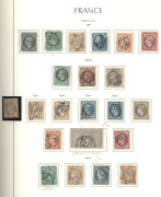 FRANCE: 1849-2001 mostly used collection in three hingeless Lighthouse albums with imperf 1849 Ceres 10c, 15c & 1fr carmine (complete margins, heavy grid cancel, guarantee handstamp, Cat ¬1100), 1853 Napoleon with 5c, 25c and presentable 1fr (Cat ¬4200) - 6