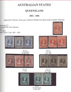 QUEENSLAND: 1860-1911 Collection with 1860 Clean-cut Perf 14-16 Large Star 1d carmine-rose (trimmed perfs) & 2d blue strip of 3 (rare mulitple, Cat. &pound;330+) & 6d, 1860-61 Rough Perf (6d) Registered (2, one unused) & 1/- violet, good range of later Small Ch - 2