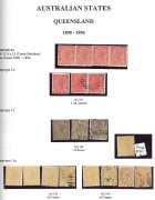 QUEENSLAND: 1860-1911 Collection with 1860 Clean-cut Perf 14-16 Large Star 1d carmine-rose (trimmed perfs) & 2d blue strip of 3 (rare mulitple, Cat. &pound;330+) & 6d, 1860-61 Rough Perf (6d) Registered (2, one unused) & 1/- violet, good range of later Small Ch - 5