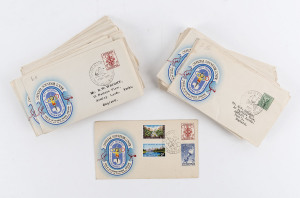 AUSTRALIA - First Day & Commemorative Covers: 1956 Melbourne Olympic Games almost complete set of special cancels (missing Olympic Torch & Sailing), on Official Souvenir Covers mostly bearing 4d to same recipient in U.K., odd blemish, generally very fine 