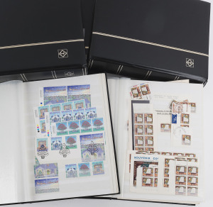 NEW ZEALAND: 1960-80s (few later) mostly decimal MUH array in five quality Lighthouse stockbooks, two with commemoratives, two with definitives and another dedicated to 1960-97 Xmas issues, many imprint or plate/sheet corner multipes, plus CP listed varieties, FDCs, etc, values to $5 Beehive block of 6; face value alone will cover the estimate. (many 100s)