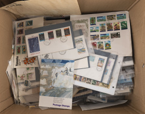 REST OF THE WORLD - General & Miscellaneous Lots: Balance of a consignment with worldwide in packets, mint Australia pre-decimals & decimals incl. multiples, AAT 1966-68 stamp pack, Gilbert & Ellice 1948 1d Silver Wedding consecutive complete sheets of 50