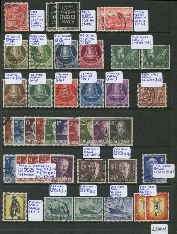 GERMANY: 1936-1960s mint & used selection on Hagners with better items incl. 1936 Brown Ribbon M/Ss (7, all with "cleaned" tonespots), 1937 Hitler M/S perforated and rouletted, West Germany 1949 Stamp Centenary mint, 30pf UPU used (2), 1951 Philatelic Exh