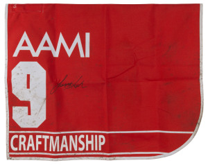 AAMI VICTORIA DERBY 2019 Horse No.9 (Barrier 11), CRAFTMANSHIP, Jockey: Jamie Kah, The unique number 9 saddlecloth, signed by Jamie Kah, accompanied by a letter of authenticity and limitation signed by Neil Wilson, CEO, Victoria Racing Club, Limited and the official AAMI Victoria Derby Day Racebook.