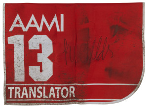 AAMI VICTORIA DERBY 2019 Horse No.13 (Barrier 3), TRANSLATOR, Jockey: Jordan Childs, The unique number 13 saddlecloth, signed by Jordan Childs, accompanied by a letter of authenticity and limitation signed by Neil Wilson, CEO, Victoria Racing Club, Limite