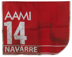 AAMI VICTORIA DERBY 2019 Horse No.14 (Barrier 8), NAVARRE, Jockey: Michael Walker, The unique number 8 saddlecloth, signed by Michael Walker, accompanied by a letter of authenticity and limitation signed by Neil Wilson, CEO, Victoria Racing Club, Limited 