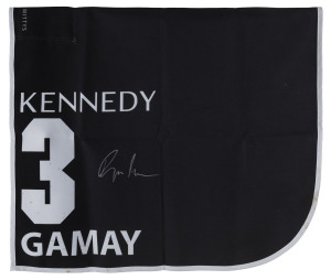 KENNEDY OAKS 2019 Horse No.3 (Barrier 1), GAMAY, Jockey: Ryan Moore, The unique number 3 saddlecloth, signed by Ryan Moore, accompanied by a letter of authenticity and limitation signed by Neil Wilson, CEO, Victoria Racing Club, Limited and the official Kennedy Oaks Day Racebook.