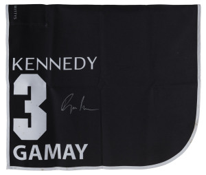 KENNEDY OAKS 2019 Horse No.3 (Barrier 1), GAMAY, Jockey: Ryan Moore, The unique number 3 saddlecloth, signed by Ryan Moore, accompanied by a letter of authenticity and limitation signed by Neil Wilson, CEO, Victoria Racing Club, Limited and the official K