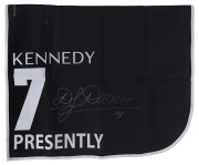 KENNEDY OAKS 2019 Horse No.7 (Barrier 12), PRESENTLY, Jockey: Dwayne Dunn, The unique number 7 saddlecloth, signed by Dwayne Dunn accompanied by a letter of authenticity and limitation signed by Neil Wilson, CEO, Victoria Racing Club, Limited and the offi