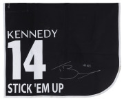 KENNEDY OAKS 2019 Horse No.14 (Barrier 4), STICK 'EM UP, Jockey: Tommy Berry, The unique number 14 saddlecloth, signed by Tommy Berry accompanied by a letter of authenticity and limitation signed by Neil Wilson, CEO, Victoria Racing Club, Limited and the