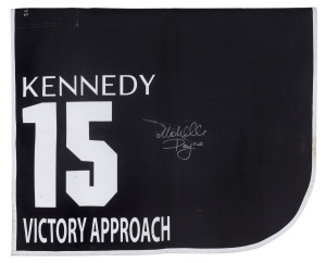 KENNEDY OAKS 2019 Horse No.15 (Barrier 13), VICTORY APPROACH, Jockey: Michelle Payne, The unique number 15 saddlecloth, signed by Michelle Payne accompanied by a letter of authenticity and limitation signed by Neil Wilson, CEO, Victoria Racing Club, Limited and the official Kennedy Oaks Day Racebook.