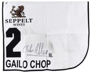 SEPPELT MACKINNON STAKES 2019 Horse No.2 (Barrier 14), GAILO CHOP, Jockey: John Allen, The unique number 2 saddlecloth, signed by John Allen accompanied by a letter of authenticity and limitation signed by Neil Wilson, CEO, Victoria Racing Club, Limited and the official Seppelt Wines Stakes Day Racebook.