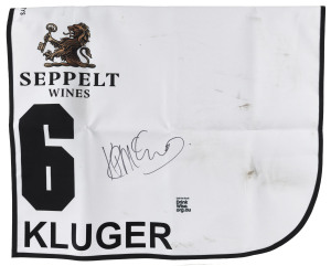 SEPPELT MACKINNON STAKES 2019 Horse No.6 (Barrier 8), KLUGER, Jockey: Kerrin McEvoy, The unique number 6 saddlecloth, signed by Kerrin McEvoy accompanied by a letter of authenticity and limitation signed by Neil Wilson, CEO, Victoria Racing Club, Limited and the official Seppelt Wines Stakes Day Racebook.