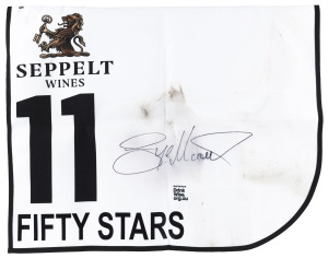 SEPPELT MACKINNON STAKES 2019 Horse No.11 (Barrier 10), FIFTY STARS, Jockey: Jye McNeil, The unique number 11 saddlecloth, signed by Jye McNeil accompanied by a letter of authenticity and limitation signed by Neil Wilson, CEO, Victoria Racing Club, Limited and the official Seppelt Wines Stakes Day Racebook.