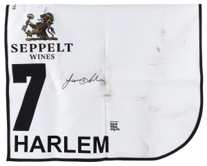 SEPPELT MACKINNON STAKES 2019 Horse No.7 (Barrier 3), HARLEM, Jockey: Jamie Kah, The unique number 7 saddlecloth, signed by Jamie Kah accompanied by a letter of authenticity and limitation signed by Neil Wilson, CEO, Victoria Racing Club, Limited and the 