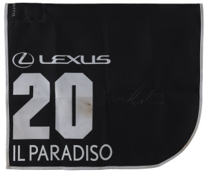 LEXUS MELBOURNE CUP 2019 Horse No.20 (Barrier 17), Il PARADISO, Jockey: W M Lordan, The unique number 20 saddlecloth, signed by W M Lordan accompanied by a letter of authenticity and limitation signed by Neil Wilson, CEO, Victoria Racing Club, Limited and