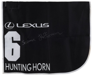 LEXUS MELBOURNE CUP 2019 Horse No.6 (Barrier 11), HUNTING HORN, Jockey: J A Heffernan, The unique number 6 saddlecloth, signed by J A Heffernan accompanied by a letter of authenticity and limitation signed by Neil Wilson, CEO, Victoria Racing Club, Limited and the official Lexus Melbourne Cup Day Racebook.