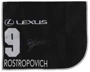 LEXUS MELBOURNE CUP 2019 Horse No.9 (Barrier 12), ROSTROPOVICH, Jockey: Dwayne Dunn, The unique number 9 saddlecloth, signed by Dwayne Dunn accompanied by a letter of authenticity and limitation signed by Neil Wilson, CEO, Victoria Racing Club, Limited and the official Lexus Melbourne Cup Day Racebook.