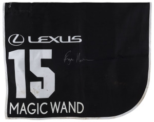 LEXUS MELBOURNE CUP 2019 Horse No 15 (Barrier 24), MAGIC WAND, Jockey: Ryan Moore, The unique number 15 saddlecloth, signed by Ryan Moore, accompanied by a letter of authenticity and limitation signed by Neil Wilson, CEO, Victoria Racing Club, Limited and the official Lexus Melbourne Cup Day Racebook.