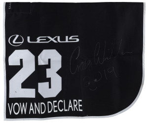 LEXUS MELBOURNE CUP 2019 Horse No 23 (Barrier 21), VOW AND DECLARE, Jockey: Craig Williams, The unique number 23 saddlecloth, signed by Craig Williams accompanied by a letter of authenticity and limitation signed by Neil Wilson, CEO, Victoria Racing Club, Limited and the official Lexus Melbourne Cup Day Racebook.