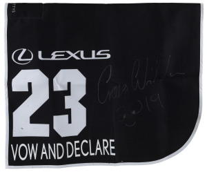 LEXUS MELBOURNE CUP 2019 Horse No 23 (Barrier 21), VOW AND DECLARE, Jockey: Craig Williams, The unique number 23 saddlecloth, signed by Craig Williams accompanied by a letter of authenticity and limitation signed by Neil Wilson, CEO, Victoria Racing Club,